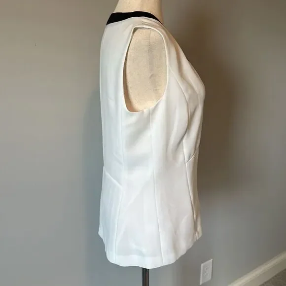 Emerson Rose sz S sleeveless V-neck blouse classic black white - Picture 3 of 7